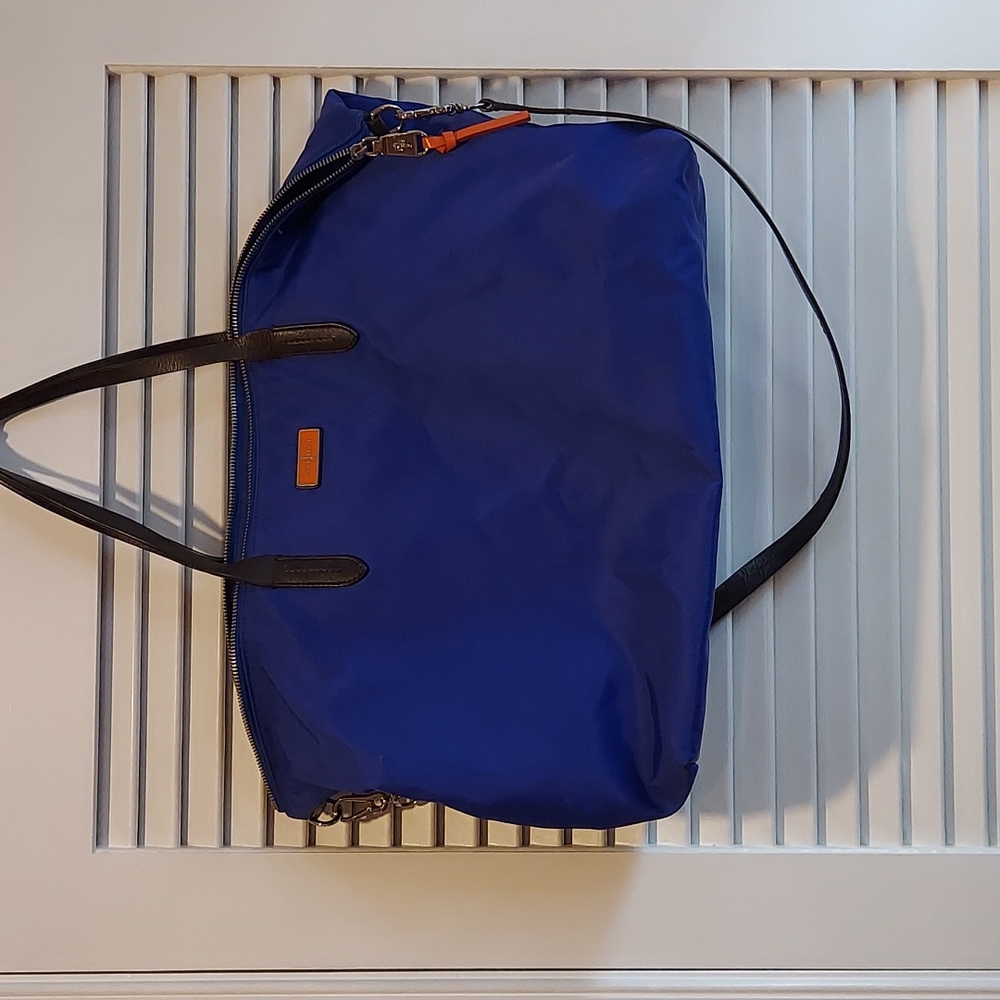 COLE HAAN CROSBY BRIGHT  BLUE XL NYLON SHOULDER CROSSBODY TOTE SHOPPER